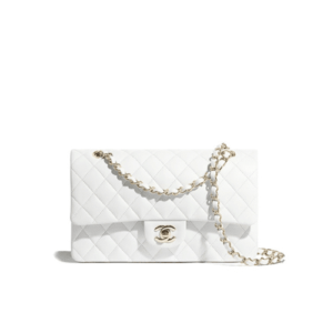 CHANEL CLASSIC MEDIUM HANDBAG WHITE 25CM A01112