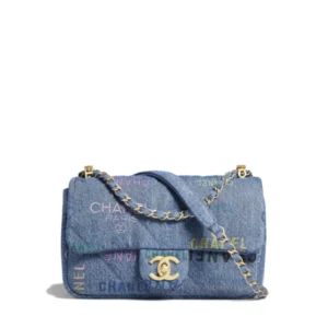 CHANEL LARGE FLAP BAG BLUE & MULTICOLOR AS3135