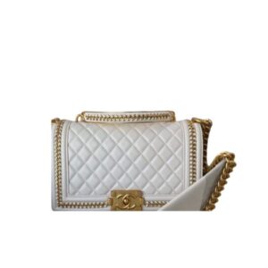 CHANEL BOY BEAUTY CHAIN AROUND BAG WHITE 25CM