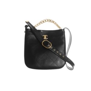 CHANEL CC HOBO HANDBAG 23CM BLACK AS2844