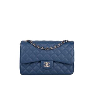 CHANEL MEDIUM CAVIAR DOUBLE FLAP 23CM NAVY BLUE A01113