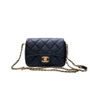 CHANEL GRAINED MINI FLAP BAG 19CM BLACK AS2855