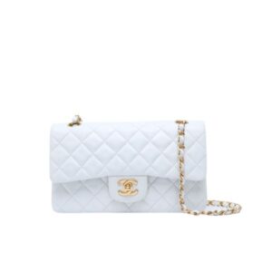 CHANEL CLASSIC MINI FLAP GOLD HARDWARE WHITE 25CM