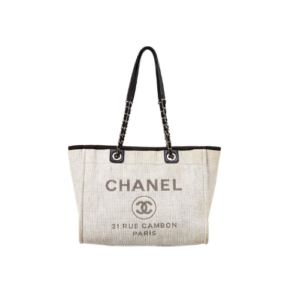 CHANEL DEAUVILLE SHOPPING TOTE BAG GREY 37CM