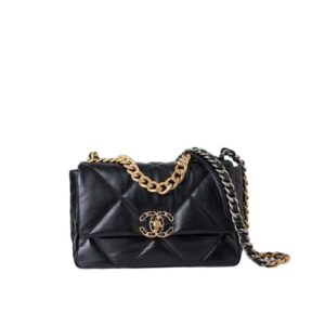 CHANEL 19 FLAP BAG IN GOLD LAMBSKIN 25CM
