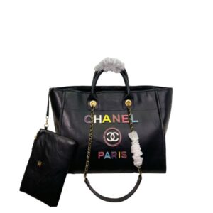CHANEL DEAUVILLE SHOPPING BAG LARGE 22S BLACK 38CM  A66941 B08030 94305