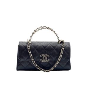 CHANEL 23P CLUTCH WITH CHAIN BAG WITH TOP HANDLE BLACK 19CM