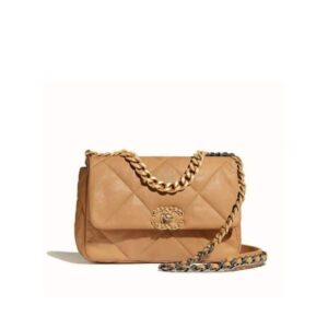 CHANEL LAMBSKIN QUILTED MEDIUM CHANEL 19 FLAP CARAMEL 30CM