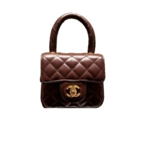 CHANEL 1994 CLASSIC FLAP HANDBAG MICRO BROWN LAMBSKIN 13CM