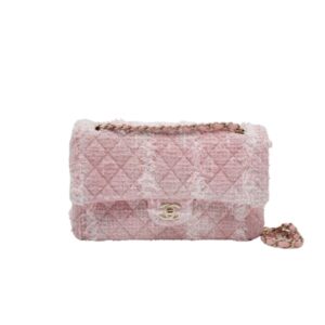 CHANEL CLASSIC TWEED PINK AND GOLD HARDWARE 25CM