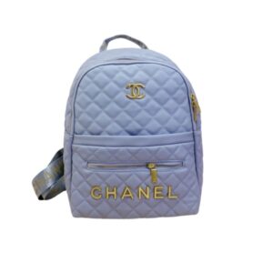 CHANEL LAMBSKIN BACKPACK BLUE AND GOLD 30CM