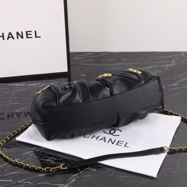 CHANEL CC CHAIN DOME FRAME CLUTCH EMBELLISHED LAMBSKIN BLACK 30CM - Image 4