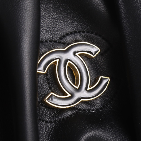 CHANEL CC CHAIN DOME FRAME CLUTCH EMBELLISHED LAMBSKIN BLACK 30CM - Image 8