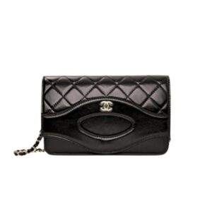 CHANEL 24C WOC 31 RUE CAMBON BLACK SHINY CALFSKIN GHW BLACK 25CM