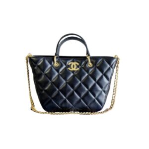 CHANEL SMALL SHOPPING BAG LAMBSKIN BLACK 25CM AS4188