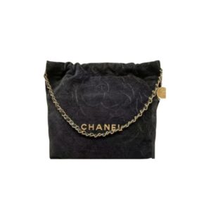 CHANEL 22 HANDBAG BLACK DENIM 36CM AS3260 B14411 NS775