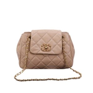 CHANEL MIX ACCORDION CC FLAP BAG QUILTED GLAZED CALFSKIN PINK 23CM