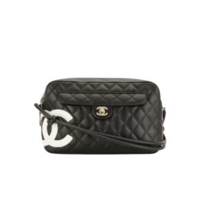 CHANEL CAMBON CAMERA BAG QUILTED LEATHER BLACK 26CM