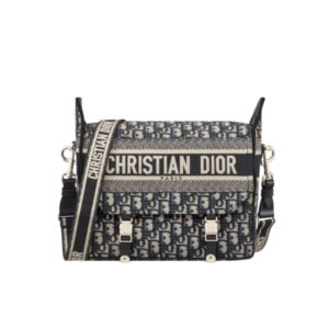 DIOR MEDIUM CAMP NAVY BLUE OBLIQUE EMBROIDERY M1240ORIW_M928 42CM