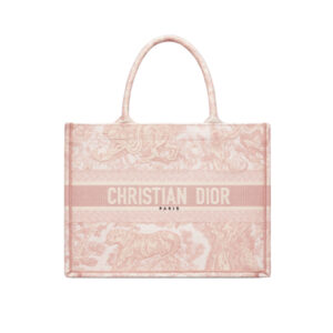 DIOR LARGE TOTE TOILE DE JOUY EMBROIDERY PINK 42CM