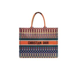 DIOR PERSONALIZED LARGE BOOK TOTE CANVAS EMBROIDERY DARK MULTICOLOR