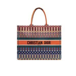 DIOR LARGE BOOK TOTE CANVAS EMBROIDERY DARK MULTICOLOR