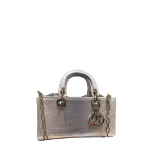 DIOR CROCODILE LADY D-JOY BAG SILVER 26CM