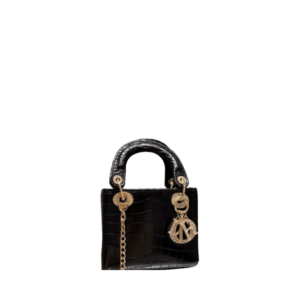 DIOR MINI CROCODILE LADY D-JOY BAG BLACK 17CM