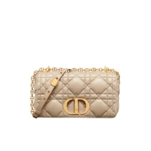 DIOR MEDIUM CARO SAND COLORED QUILTED BAG 25CM