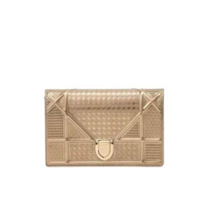 DIOR DIORAMA CALFSKIN CLUTCH GOLD 21CM