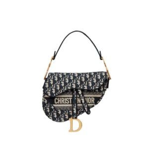 DIOR SADDLE BAG DIOR OBLIQUE EMBROIDERY BLUE 24CM M0446CRIWM928