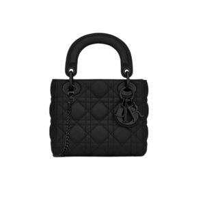 DIOR MINI LADY DIOR BAG BLACK ULTRAMATTE CANNAGE CALFSKIN 17CM M0505SLOI M989