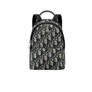 DIOR KID’S MINI RIDER BACKPACK OBLIQUE JACQUARD BEIGE AND BLUE 15CM M1524PTZL M928