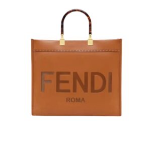 FENDI SUNSHINE MEDIUM BROWN LEATHER SHOPPER 35CM 8BH386ABVLF0PWZ