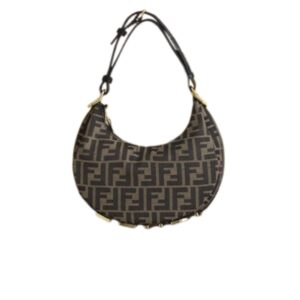 FENDIGRAPHY SMALL VINTAGE GOLD METAL LEATHER BAG 28CM