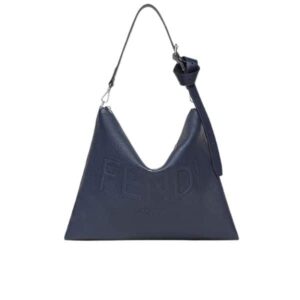 FENDI AFTER FENDI ROMA LEATHER BAG DARK BLUE 32CM 7VA604AMACF082Q