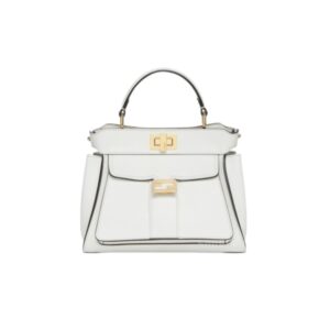 FENDI PEEKABOO MINI BAG LEATHER BAG WITH BAGUETTE POCKET WHITE 23CM 8BN244AMCXF0K7E