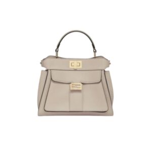 FENDI PEEKABOO MINI BAG LEATHER BAG WITH BAGUETTE POCKET BEIGE 23CM 8BN244AMCXF0E65