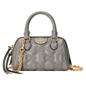 GUCCI GG MATELASSÉ LEATHER MINI BAG GREY 19CM 702251 UM8HG 1563