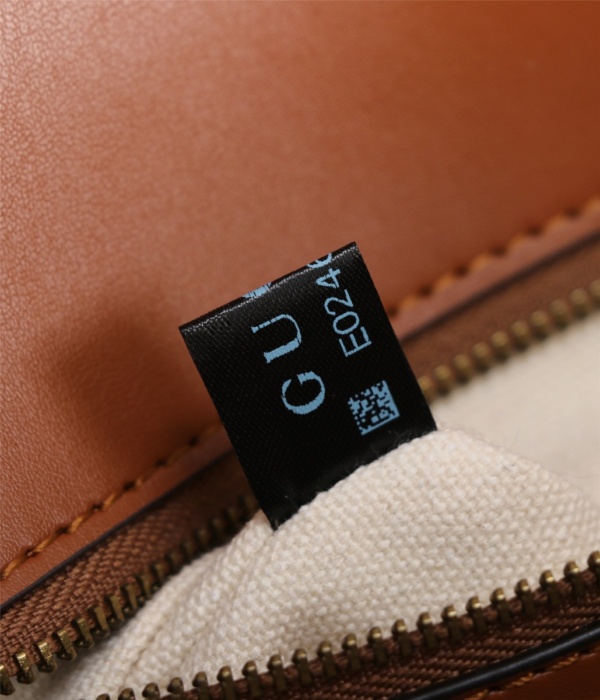 GUCCI LADY WEB ORIGINAL GG SHOULDER BAG BEIGE AND LIGHT BROWN HAND STAINED LEATHER 25CM 383848 KH1VA 8527 - Image 3