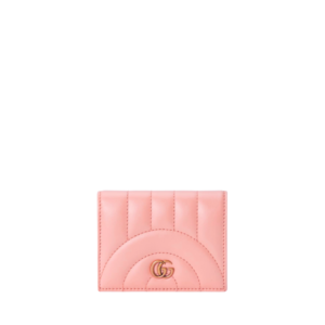 GUCCI MARMONT MATELASSÉ CARD CASE WALLET PINK 11CM ‎466492 AABZN 6707