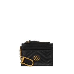 GUCCI GG MARMONT 2.0 QUILTED CARD HOLDER BLACK 10CM 221451F037015
