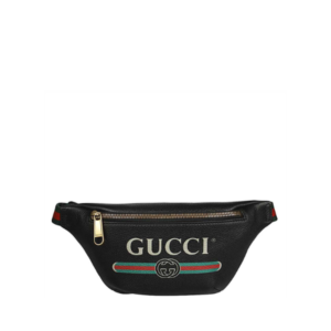 GUCCI PRINT LEATHER BELT BAG BLACK 30CM ‎‎527792 0GCCT 8164