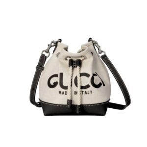 GUCCI SHOULDER BAG WITH GUCCI PRINT BLACK 23CM