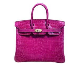 HERMES BIRKIN 30 CROCODILE GOLD-TONED HARDWARE DARK PINK