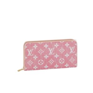 LOUIS VUITTON MONOGRAM JACQUARD DENIM ZIPPY WALLET PINK 20CM M81182