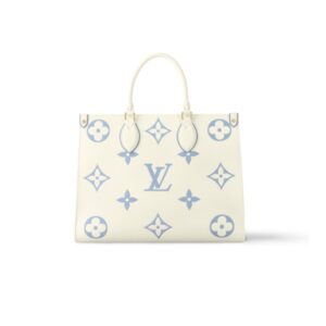 LOUIS VUITTON ONTHEGO MM BAG LATTE AND CANDY BLUE 34CM M46833
