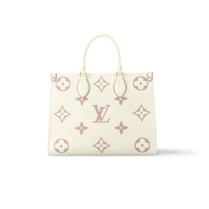 LOUIS VUITTON ONTHEGO MM BAG LATTE AND CHAMALLOW 34CM