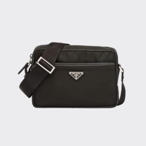PRADA TRIANGLE LOGO RE-NYLON AND SAFFIANO LEATHER BLACK 2VH0482DMHF0002VOOO
