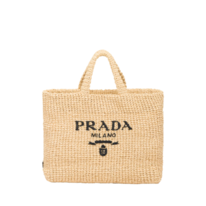 PRADA RAFFIA TOTE BAG NATURAL COLOR 24CM 1BG392 2A2T F0018 V OOL